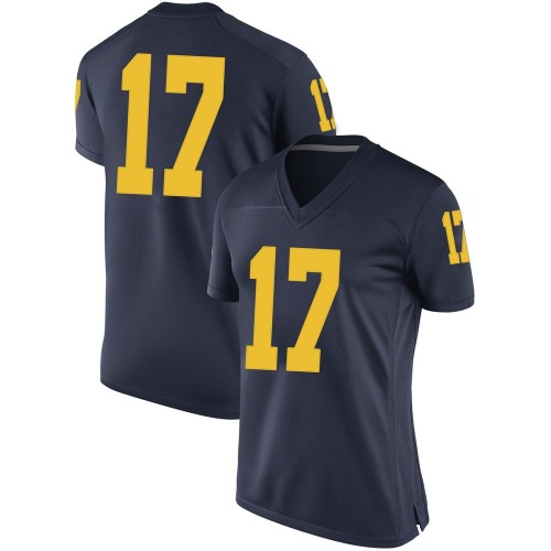 Will Hart Michigan Wolverines Women's NCAA #17 Navy Game Brand Jordan College Stitched Football Jersey JSC3554UQ